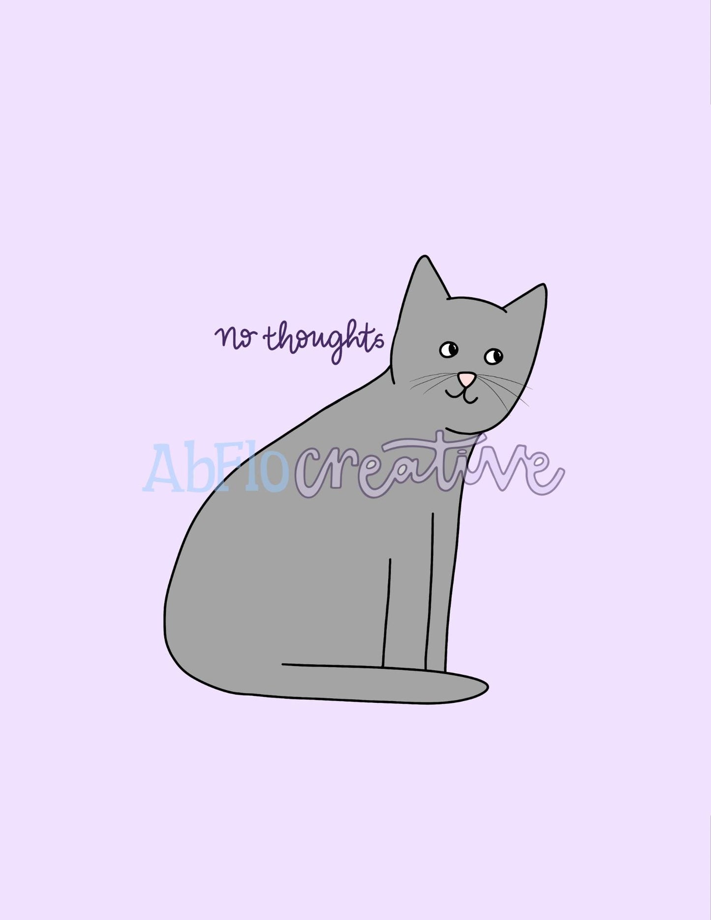 Silly Animal Doodles / No Thoughts Cat / DIGITAL PRINT