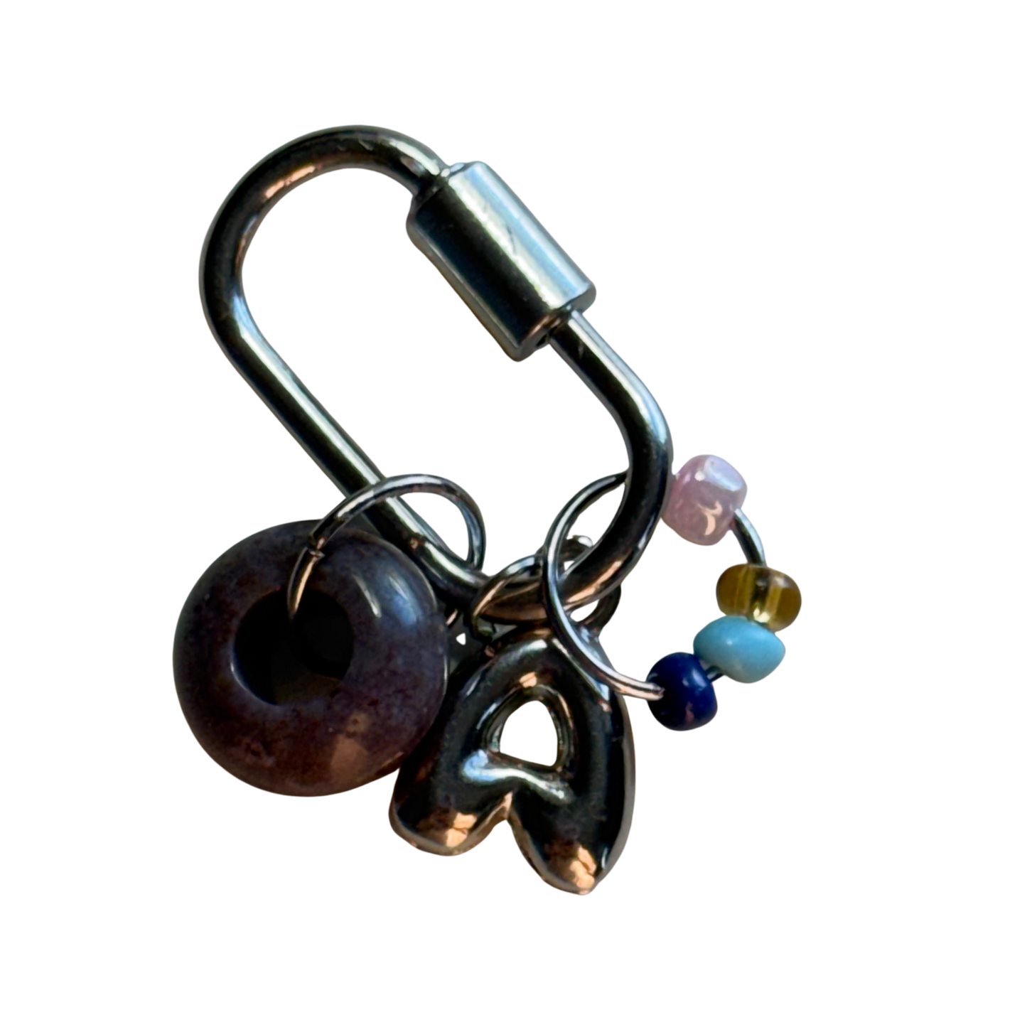 CUSTOM Letter and Bead Keychain