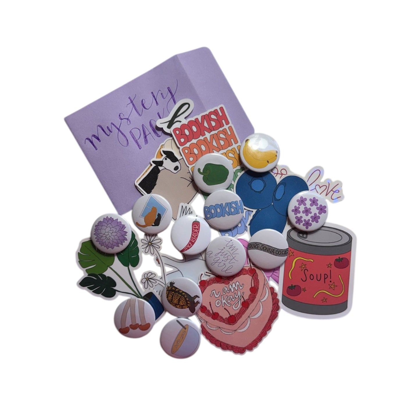 Mystery Packs - SURPRISE 2 Stickers + 2 Buttons