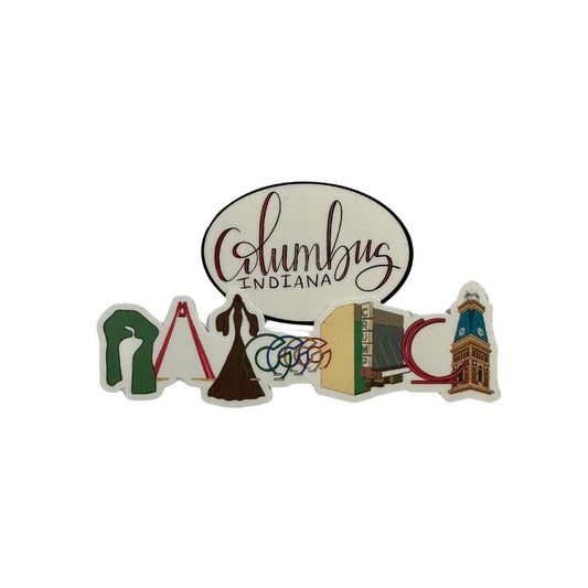 Columbus, Indiana / Landmarks Montage / Stickers