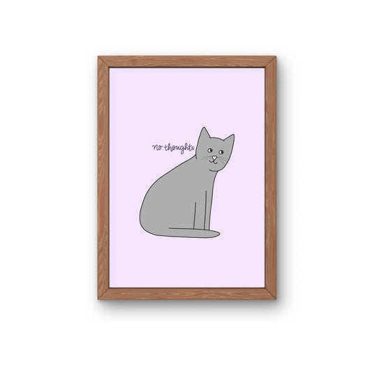 Silly Animal Doodles / No Thoughts Cat / DIGITAL PRINT