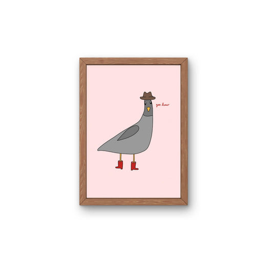 Silly Animal Doodles / Yee Haw Pigeon / DIGITAL PRINT
